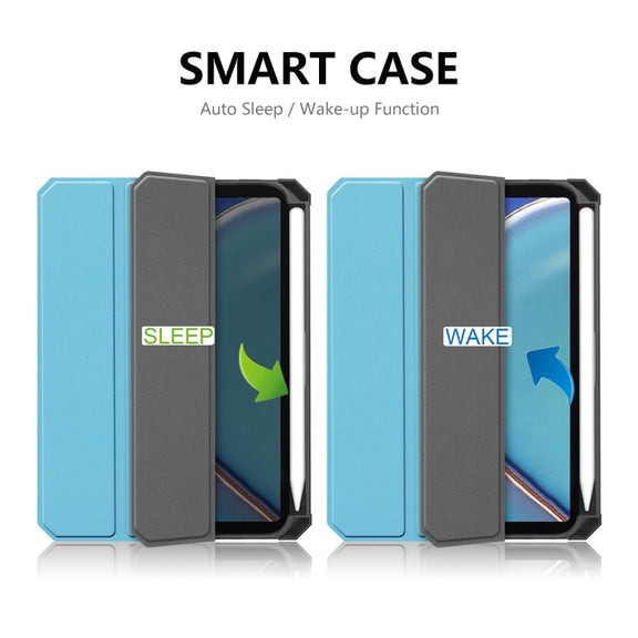For iPad mini 2024 / mini 6 ENKAY Custer Texture Horizontal Flip PU+TPU Leather Tablet Case with Three-folding Holder & Sleep / Wake-up Function & Pen Holder(Dark Green)