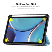 For iPad mini 2024 / mini 6 ENKAY Custer Texture Horizontal Flip PU+TPU Leather Tablet Case with Three-folding Holder & Sleep / Wake-up Function & Pen Holder(Dark Green)