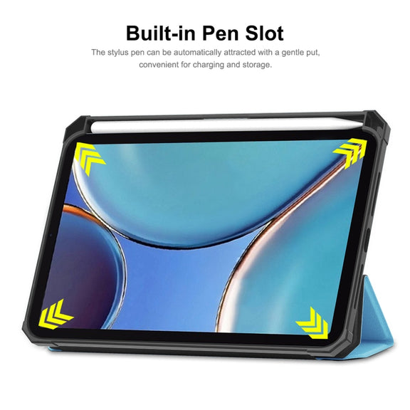 For iPad mini 2024 / mini 6 ENKAY Custer Texture Horizontal Flip PU+TPU Leather Tablet Case with Three-folding Holder & Sleep / Wake-up Function & Pen Holder(Dark Green)