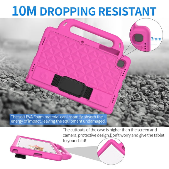 For Lenovo Tab M10 Plus TB-X606 10.3 Diamond Series EVA Anti-Fall Shockproof Sleeve Protective Shell Case with Holder & Strap(Rose Red)
