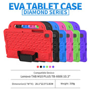 For Lenovo Tab M10 Plus TB-X606 10.3 Diamond Series EVA Anti-Fall Shockproof Sleeve Protective Shell Case with Holder & Strap(Green)