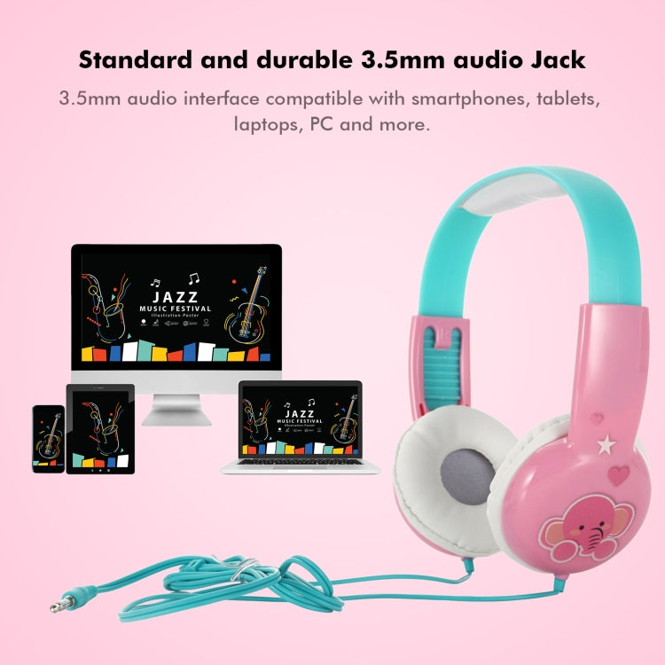KID101 Portable Cute Children Learning Wired Headphone(Pink Green) - Multimedia Headset by PMC TechLife | Online Shopping South Africa | PMC TechLife | Buy Now Pay Later Mobicred