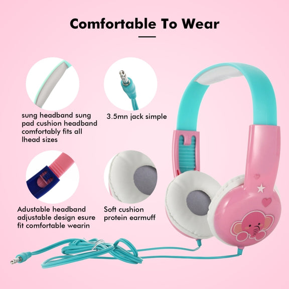 KID101 Portable Cute Children Learning Wired Headphone(Black Yellow)