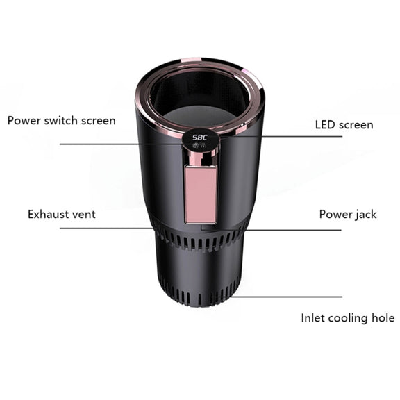2-in-1 Smart Car Cup Cooler Outdoor Travel Heater Portable Auto Mini Refrigerator 12V Cooling Heating Cup and Drink Holder(Purple)
