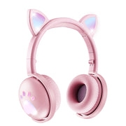 BK9 HiFi 7.1 Surround Sound Cat Claw Luminous Cat Ear Bluetooth Gaming Headset with Mic(Pink)