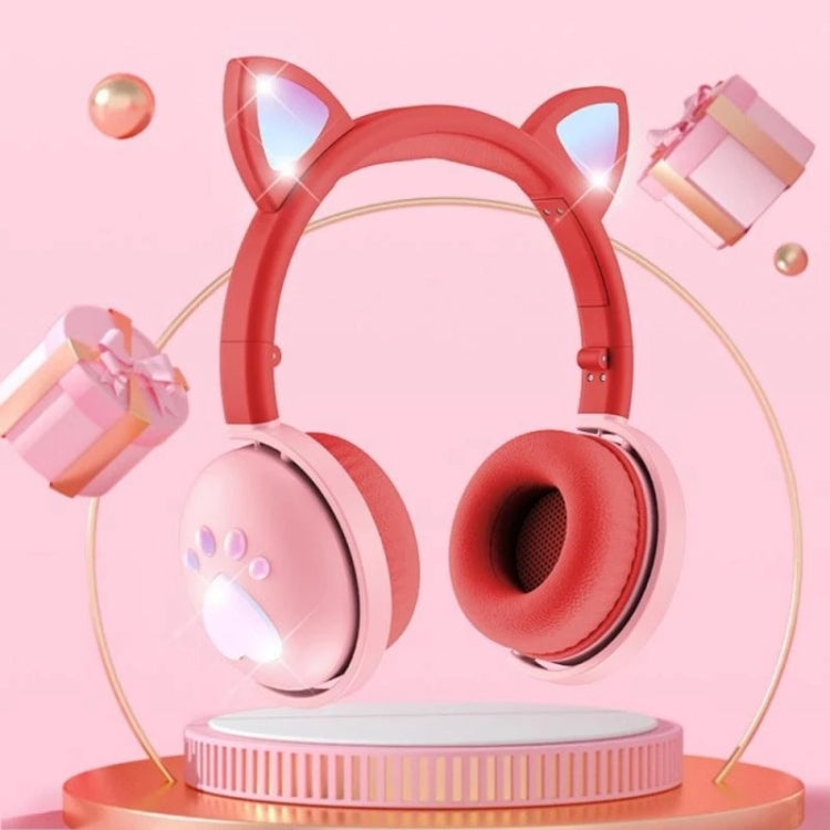 BK9 HiFi 7.1 Surround Sound Cat Claw Luminous Cat Ear Bluetooth Gaming Headset with Mic(White)