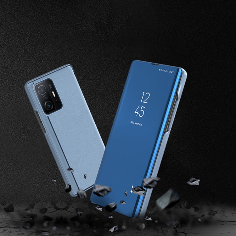 For Xiaomi Mi 11T / 11T Pro Plated Mirror Horizontal Flip Leather Case with Holder(Silver)