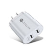 002 40W Dual Port PD USB-C / Type-C Fast Charger for iPhone / iPad Series, US Plug(White) - USB Charger by PMC TechLife | Online Shopping South Africa | PMC TechLife | Buy Now Pay Later Mobicred