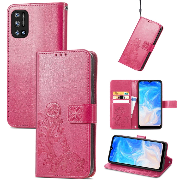 For DOOGEE N40 Pro Four-leaf Clasp Embossed Leather Case with Lanyard & Card Slot & Wallet & Holder(Magenta) - More Brand by PMC TechLife | Online Shopping South Africa | PMC TechLife | Buy Now Pay Later Mobicred