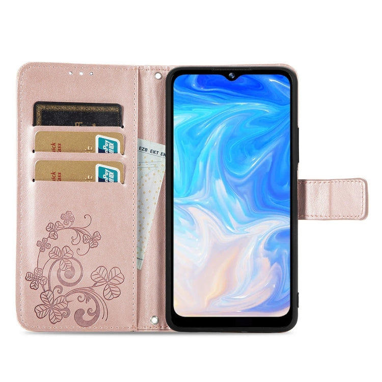 For DOOGEE N40 Pro Four-leaf Clasp Embossed Leather Case with Lanyard & Card Slot & Wallet & Holder(Rose Gold) - More Brand by PMC TechLife | Online Shopping South Africa | PMC TechLife | Buy Now Pay Later Mobicred