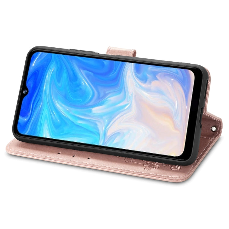 For DOOGEE N40 Pro Four-leaf Clasp Embossed Leather Case with Lanyard & Card Slot & Wallet & Holder(Rose Gold) - More Brand by PMC TechLife | Online Shopping South Africa | PMC TechLife | Buy Now Pay Later Mobicred