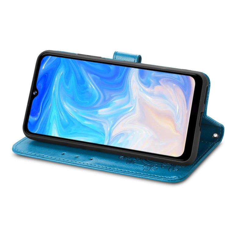 For DOOGEE N40 Pro Four-leaf Clasp Embossed Leather Case with Lanyard & Card Slot & Wallet & Holder(Blue) - More Brand by PMC TechLife | Online Shopping South Africa | PMC TechLife | Buy Now Pay Later Mobicred