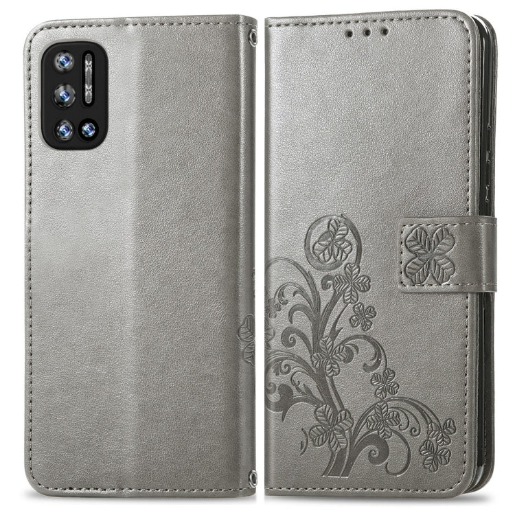 For DOOGEE N40 Pro Four-leaf Clasp Embossed Leather Case with Lanyard & Card Slot & Wallet & Holder(Grey) - More Brand by PMC TechLife | Online Shopping South Africa | PMC TechLife | Buy Now Pay Later Mobicred