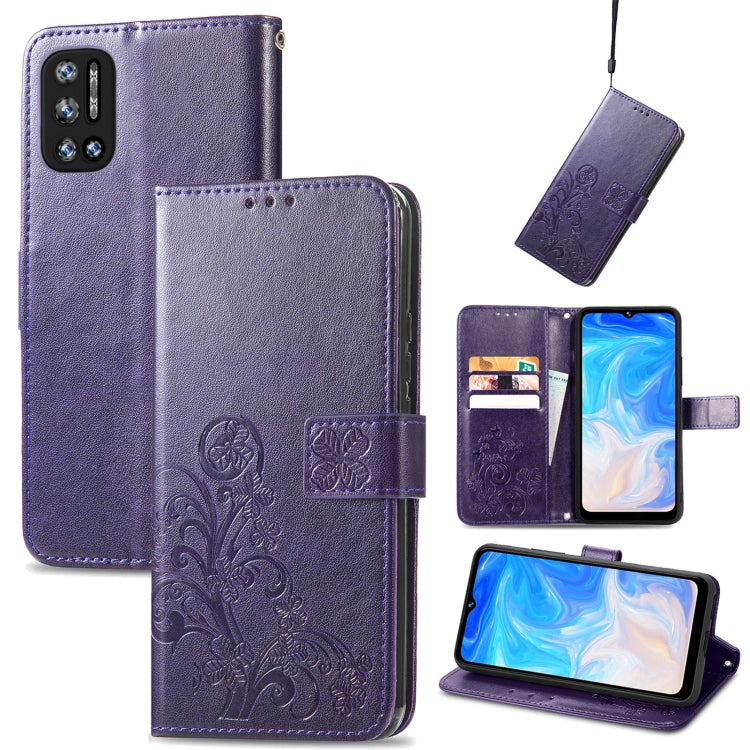 For DOOGEE N40 Pro Four-leaf Clasp Embossed Leather Case with Lanyard & Card Slot & Wallet & Holder(Purple) - More Brand by PMC TechLife | Online Shopping South Africa | PMC TechLife | Buy Now Pay Later Mobicred