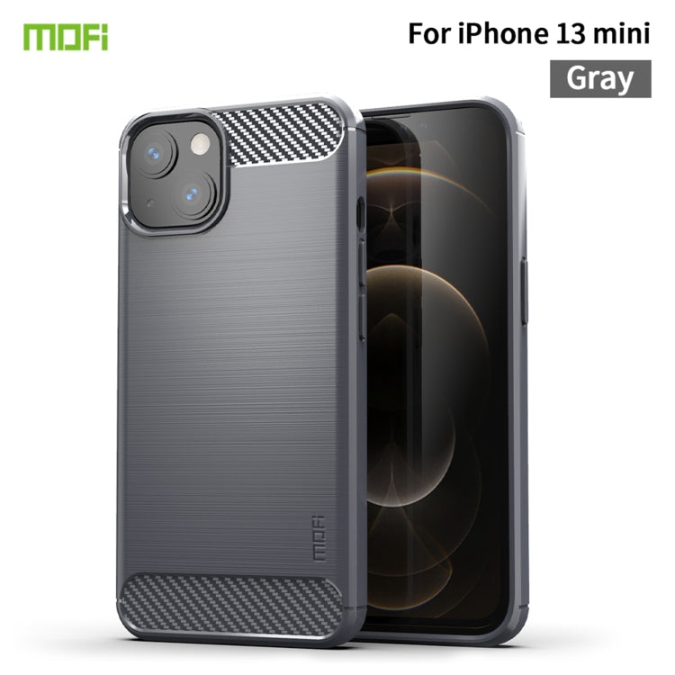 For iPhone 13 mini MOFI Gentleness Series Brushed Texture Carbon Fiber Soft TPU Case  (Gray) - iPhone 13 mini Cases by MOFI | Online Shopping South Africa | PMC TechLife