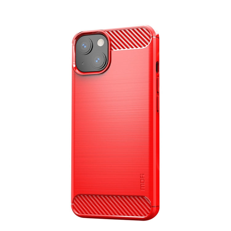For iPhone 13 mini MOFI Gentleness Series Brushed Texture Carbon Fiber Soft TPU Case  (Red) - iPhone 13 mini Cases by MOFI | Online Shopping South Africa | PMC TechLife | Buy Now Pay Later Mobicred