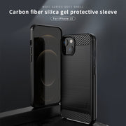 For iPhone 13 MOFI Gentleness Series Brushed Texture Carbon Fiber Soft TPU Case (Black)