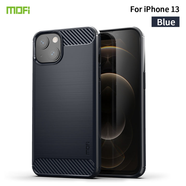 For iPhone 13 MOFI Gentleness Series Brushed Texture Carbon Fiber Soft TPU Case (Blue) - iPhone 13 Cases by MOFI | Online Shopping South Africa | PMC TechLife | Buy Now Pay Later Mobicred