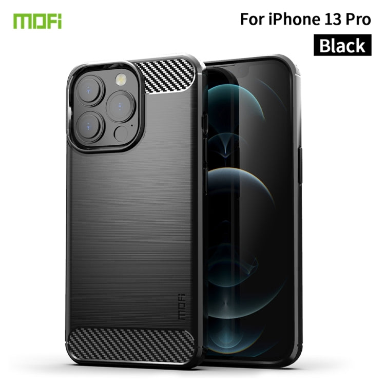 For iPhone 13 Pro MOFI Gentleness Series Brushed Texture Carbon Fiber Soft TPU Case  (Black) - iPhone 13 Pro Cases by MOFI | Online Shopping South Africa | PMC TechLife | Buy Now Pay Later Mobicred
