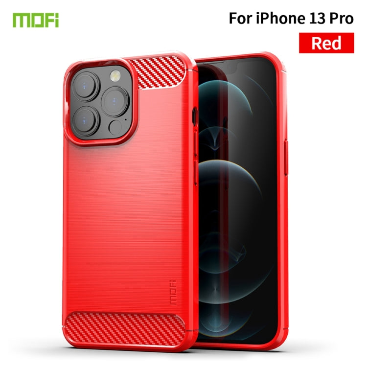 For iPhone 13 Pro MOFI Gentleness Series Brushed Texture Carbon Fiber Soft TPU Case  (Red) - free shipping - PMC TechLife - Order now!