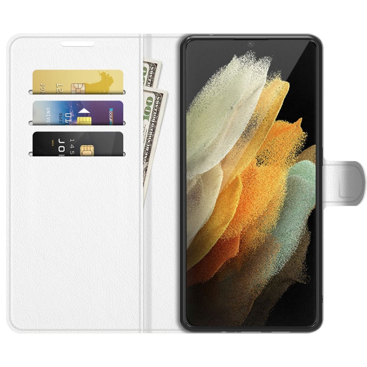 For Samsung Galaxy S22 Ultra 5G Litchi Texture Horizontal Flip Protective Case with Holder & Card Slots & Wallet(White) - Galaxy S22 Ultra 5G Cases by PMC TechLife | Online Shopping South Africa | PMC TechLife | Buy Now Pay Later Mobicred