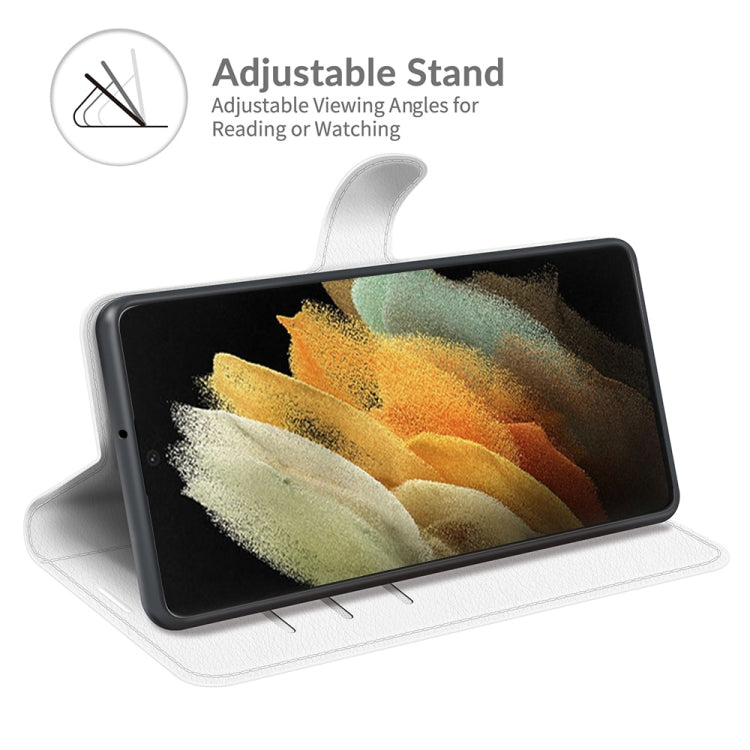 For Samsung Galaxy S22 Ultra 5G Litchi Texture Horizontal Flip Protective Case with Holder & Card Slots & Wallet(White) - Galaxy S22 Ultra 5G Cases by PMC TechLife | Online Shopping South Africa | PMC TechLife | Buy Now Pay Later Mobicred