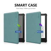 For Amazon Kindle Paperwhite 5 2021 ENKAY Solid Color Denim Texture Horizontal Flip Leather Tablet Case with Sleep / Wake-up Function(Green)