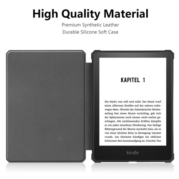 For Amazon Kindle Paperwhite 5 2021 ENKAY Solid Color Denim Texture Horizontal Flip Leather Tablet Case with Sleep / Wake-up Function(Grey)