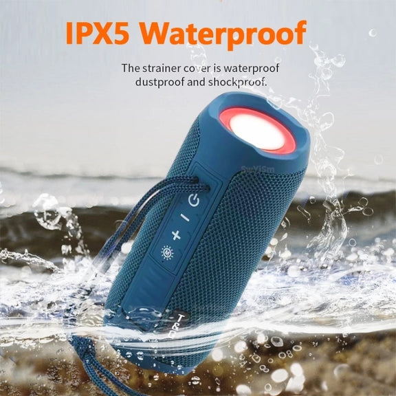 T&G TG227 Outdoor Portable Water-resistant Bluetooth Music Speaker with LED Support FM / TF / USB(Black)