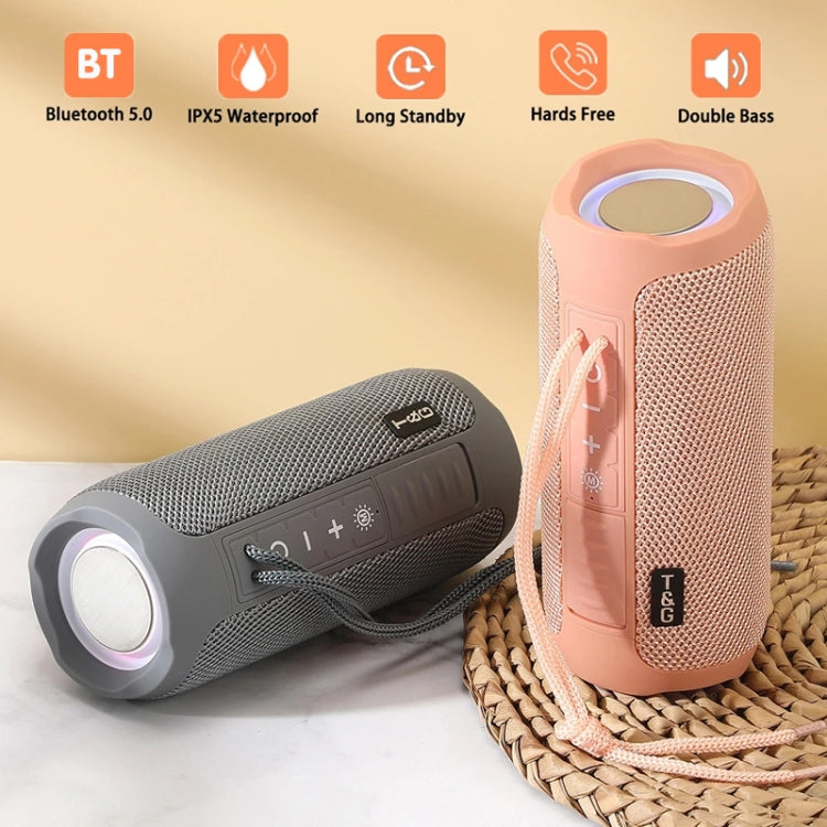 T&G TG227 Outdoor Portable Water-resistant Bluetooth Music Speaker with LED Support FM / TF / USB(Black)