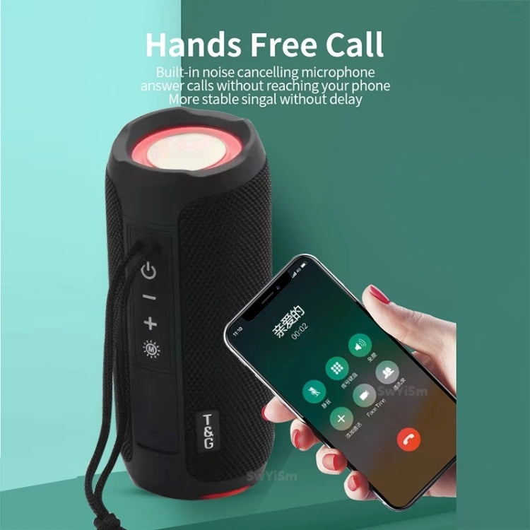 T&G TG227 Outdoor Portable Water-resistant Bluetooth Music Speaker with LED Support FM / TF / USB(Black)