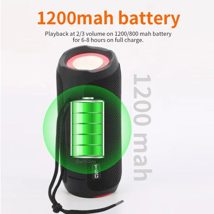 T&G TG227 Outdoor Portable Water-resistant Bluetooth Music Speaker with LED Support FM / TF / USB(Black)