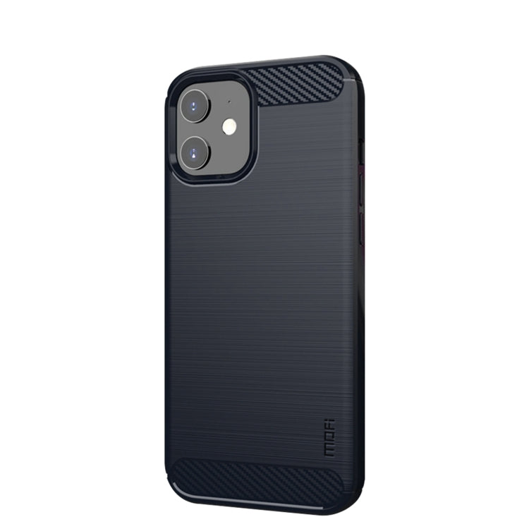 For iPhone 12 mini MOF Gentleness Series Brushed Texture Carbon Fiber Soft TPU Case (Blue) - iPhone 12 mini Cases by MOFI | Online Shopping South Africa | PMC TechLife
