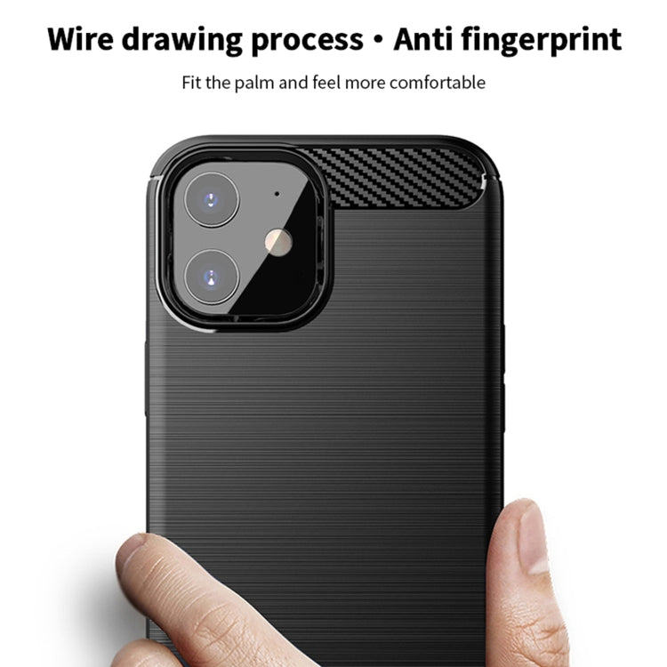For iPhone 12 mini MOF Gentleness Series Brushed Texture Carbon Fiber Soft TPU Case (Blue) - iPhone 12 mini Cases by MOFI | Online Shopping South Africa | PMC TechLife