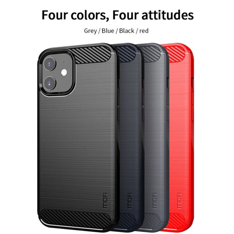 For iPhone 12 mini MOF Gentleness Series Brushed Texture Carbon Fiber Soft TPU Case (Blue) - iPhone 12 mini Cases by MOFI | Online Shopping South Africa | PMC TechLife