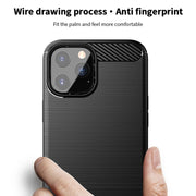 For iPhone 12 / 12 Pro MOF Gentleness Series Brushed Texture Carbon Fiber Soft TPU Case(Black)
