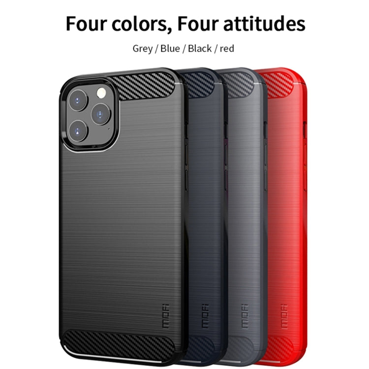 For iPhone 12 / 12 Pro MOF Gentleness Series Brushed Texture Carbon Fiber Soft TPU Case(Blue)