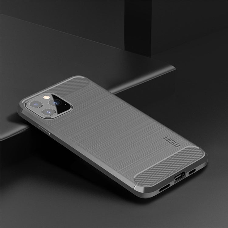 For iPhone 12 / 12 Pro MOF Gentleness Series Brushed Texture Carbon Fiber Soft TPU Case(Gray)