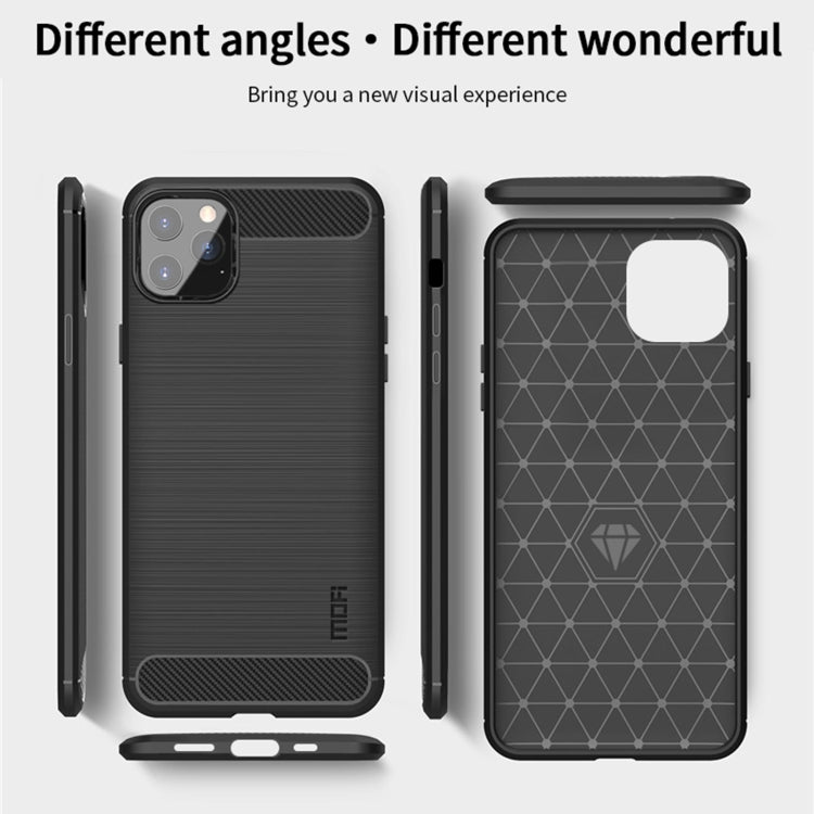 For iPhone 12 / 12 Pro MOF Gentleness Series Brushed Texture Carbon Fiber Soft TPU Case(Gray)
