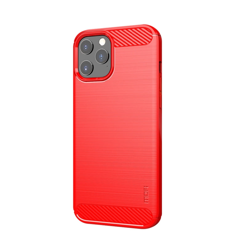 For iPhone 12 / 12 Pro MOF Gentleness Series Brushed Texture Carbon Fiber Soft TPU Case(Red) - iPhone 12 / 12 Pro Cases by MOFI | Online Shopping South Africa | PMC TechLife | Buy Now Pay Later Mobicred