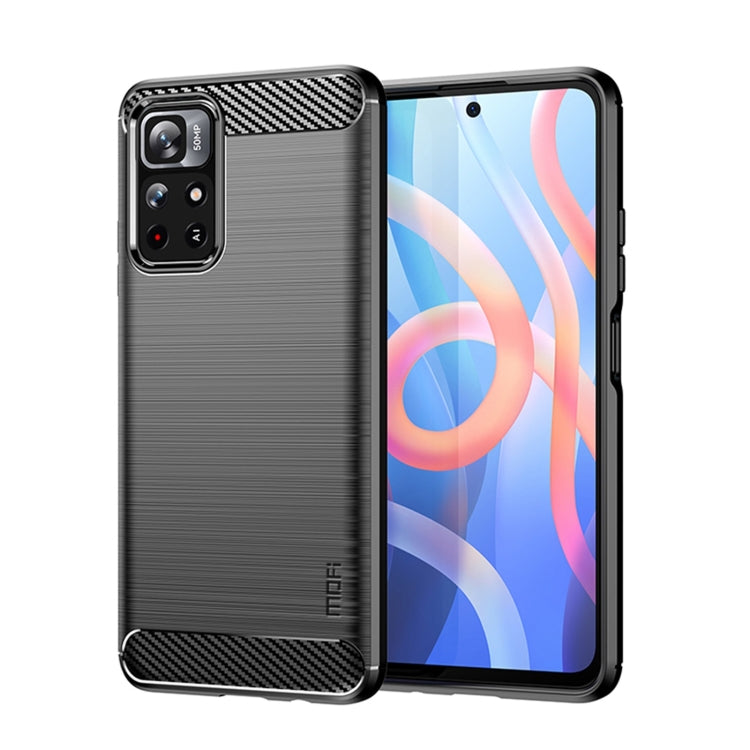 For Xiaomi Redmi Note11 / Poco M4 Pro 5G MOFI Gentleness Series Brushed Texture Carbon Fiber Soft TPU Phone Case(Black) - Xiaomi Cases by MOFI | Online Shopping South Africa | PMC TechLife