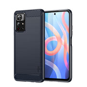 For Xiaomi Redmi Note11 / Poco M4 Pro 5G MOFI Gentleness Series Brushed Texture Carbon Fiber Soft TPU Phone Case(Blue)