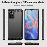 For Xiaomi Redmi Note11 / Poco M4 Pro 5G MOFI Gentleness Series Brushed Texture Carbon Fiber Soft TPU Phone Case(Blue)