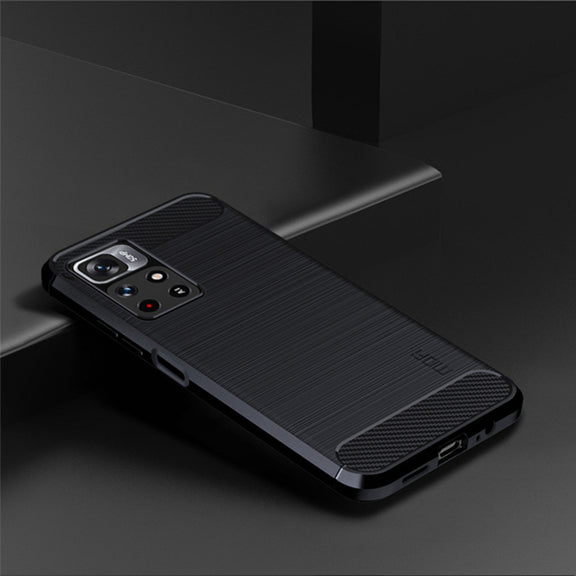 For Xiaomi Redmi Note11 / Poco M4 Pro 5G MOFI Gentleness Series Brushed Texture Carbon Fiber Soft TPU Phone Case(Blue)
