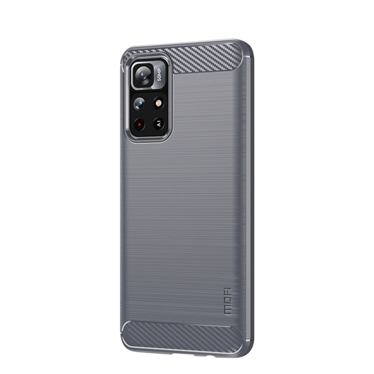 For Xiaomi Redmi Note11 / Poco M4 Pro 5G MOFI Gentleness Series Brushed Texture Carbon Fiber Soft TPU Phone Case(Gray) - Xiaomi Cases by MOFI | Online Shopping South Africa | PMC TechLife