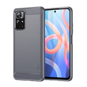 For Xiaomi Redmi Note11 / Poco M4 Pro 5G MOFI Gentleness Series Brushed Texture Carbon Fiber Soft TPU Phone Case(Gray)