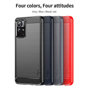 For Xiaomi Redmi Note11 / Poco M4 Pro 5G MOFI Gentleness Series Brushed Texture Carbon Fiber Soft TPU Phone Case(Gray)