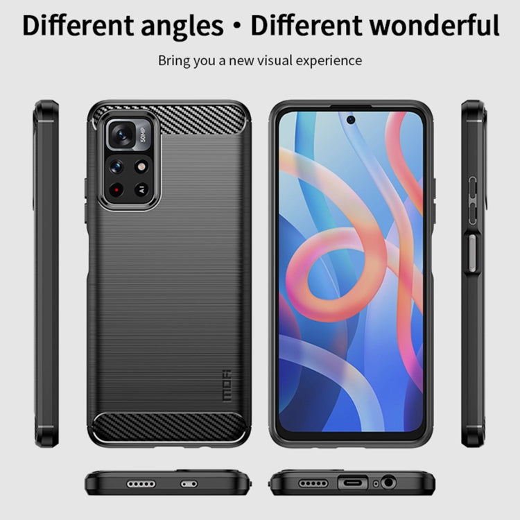 For Xiaomi Redmi Note11 / Poco M4 Pro 5G MOFI Gentleness Series Brushed Texture Carbon Fiber Soft TPU Phone Case(Gray)