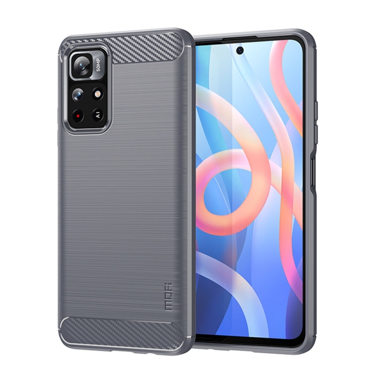 For Xiaomi Redmi Note11 / Poco M4 Pro 5G MOFI Gentleness Series Brushed Texture Carbon Fiber Soft TPU Phone Case(Gray) - Xiaomi Cases by MOFI | Online Shopping South Africa | PMC TechLife