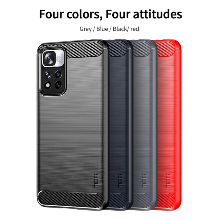 For Xiaomi Redmi Note11 Pro / Note 11 Pro+ MOFI Gentleness Series Brushed Texture Carbon Fiber Soft TPU Phone Case(Blue) - Xiaomi Cases by MOFI | Online Shopping South Africa | PMC TechLife
